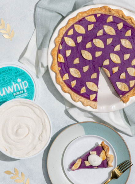 vegan purple sweet potato pie with truwhip